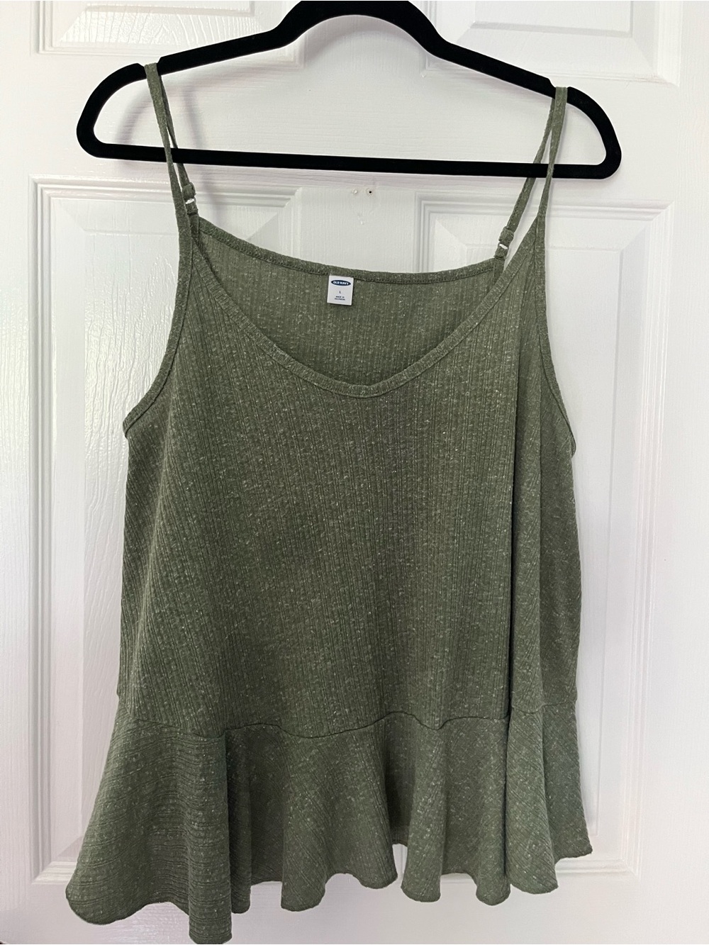 Old Navy Olive Green Ribbed Peplum Tank Top Size L